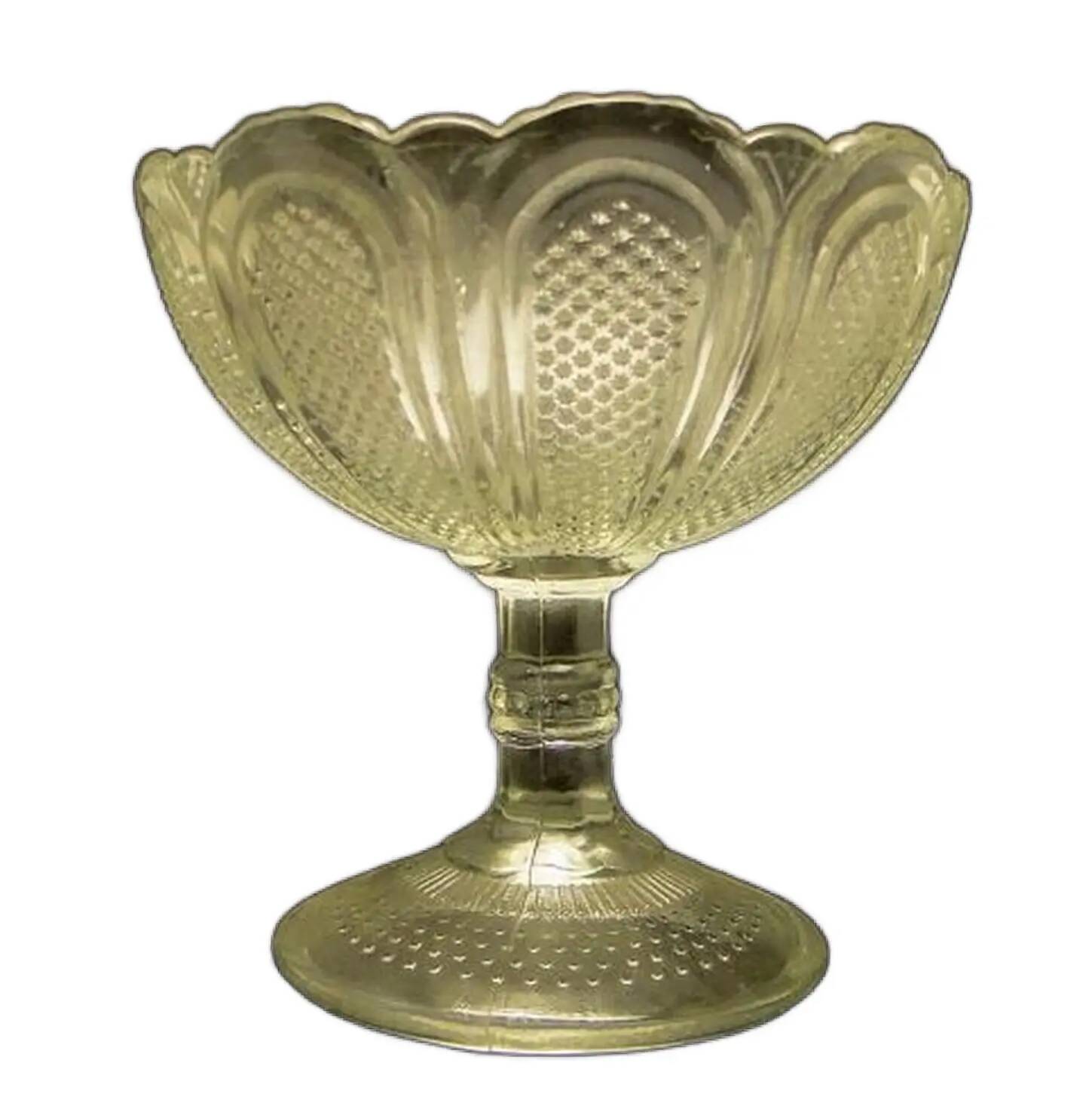Basket sugar bowl, pressed glass, Ząbkowice, Poland, 1970s