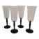 4 clear glass flutes with black stems. 1960–1970. 4 clear glass flutes with black stems.