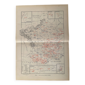 Old map of thermal, maritime, mineral and altitude resorts – 1950