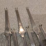 6 silver-plated metal lobster forks by the silversmith Christofle, model Dax.