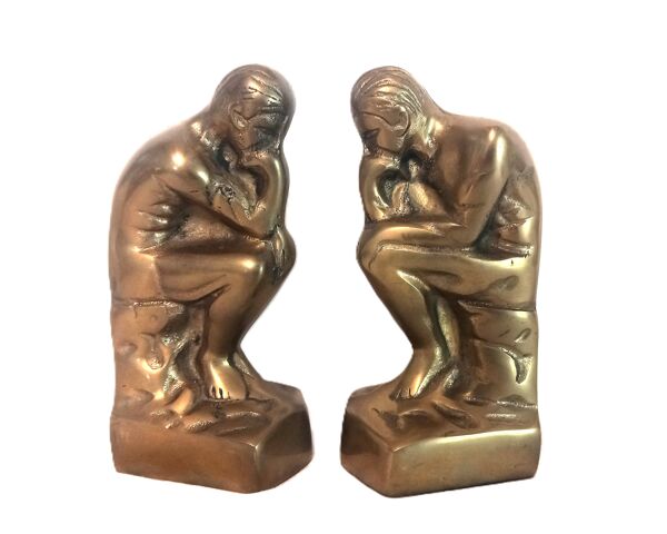 Paire de serre-livre ''penseur'' laiton