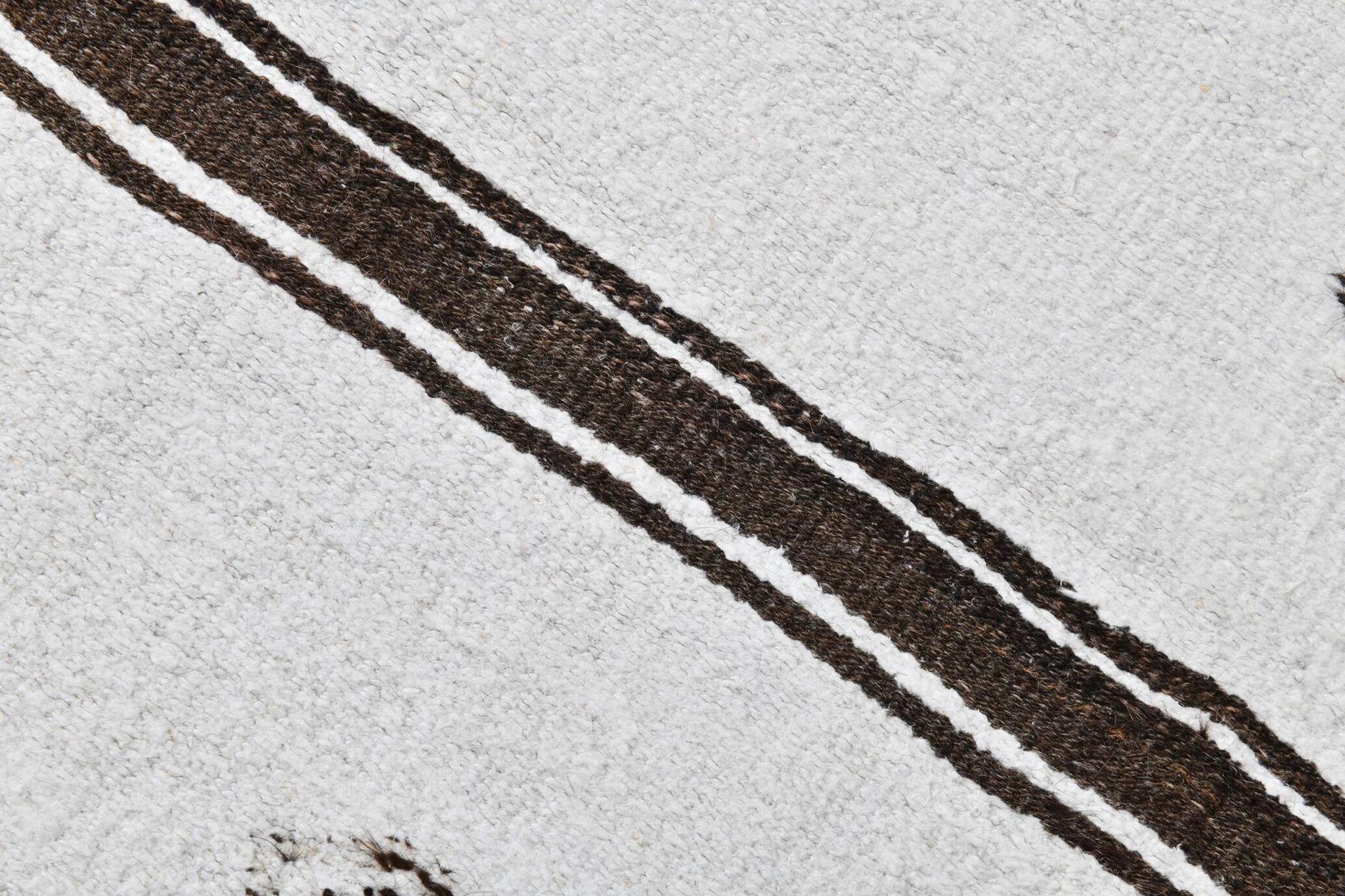 White Brown Striped Turkish Runner Rug, 70x310Cm