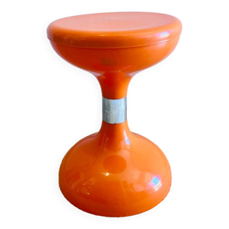 Tabouret Vintage Années 70 Robur Sgabello Americano en Plastique Orange Métal