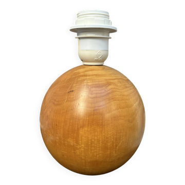 Pied de lampe boule bois massif années 80