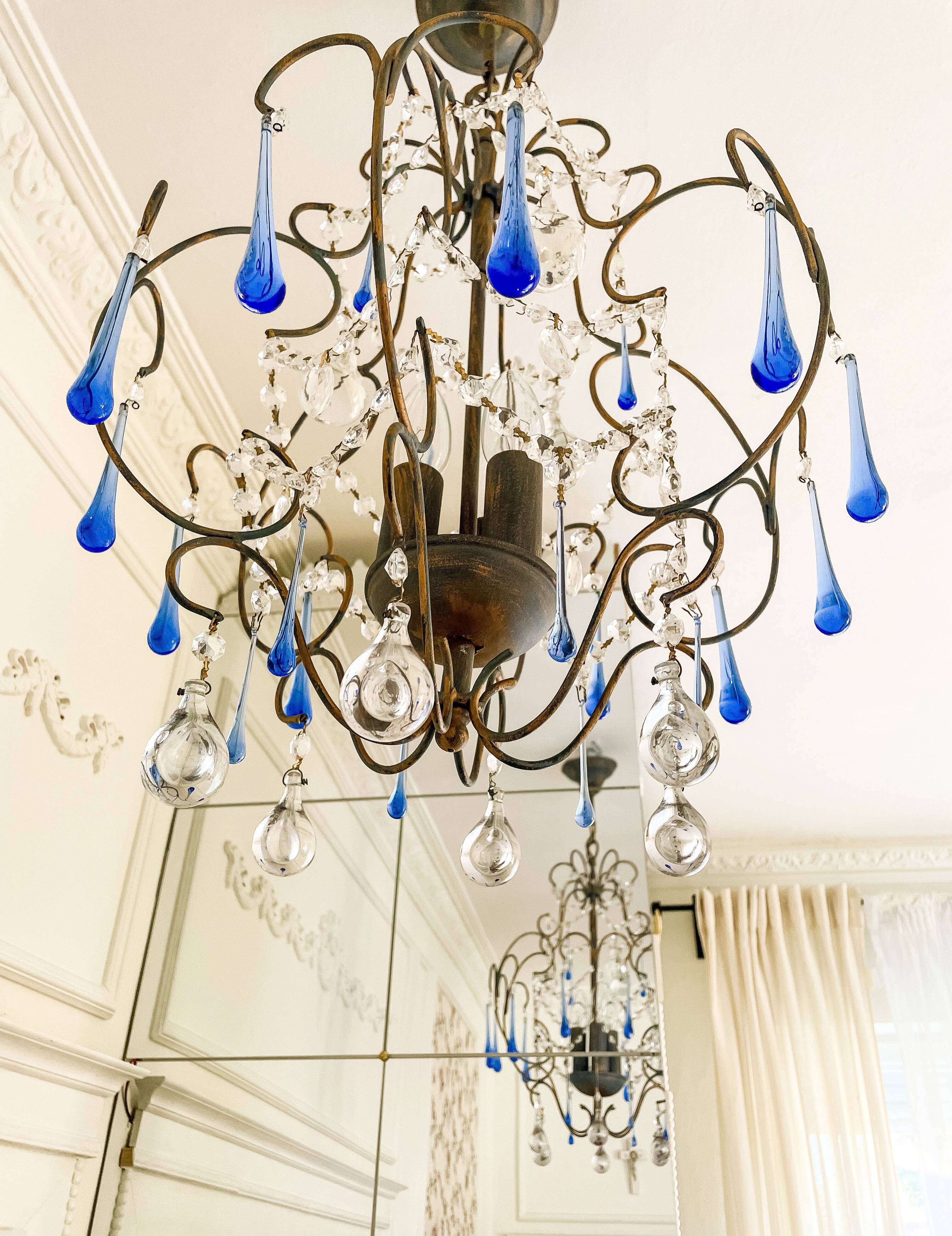 Lustre italien vintage Murano années 60-70, métal doré