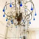 Lustre italien vintage Murano années 60-70, métal doré