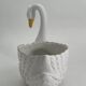 Vintage white and gold ceramic swan planter