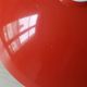Italian pendant lamp rises & falls in red & orange lacquered metal, circa 1970