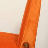Papaya orange velvet mid century modern 1970s renovated armchair