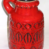 Superb pair of red vases by Bodo Mans for Bay 1960-1970's