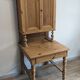 Former campaign secretary's desk in solid pine with a high cupboard.