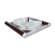Mirror tray serving aperitif, wood and glass, art deco style