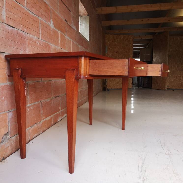 Modernist mahogany desk DLG Maxime Old – Hourglass handles (1940)