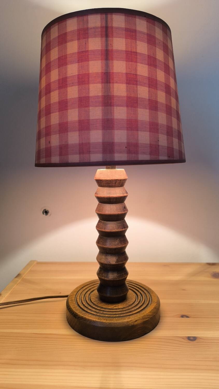 Charles Dudouyt style turned wood table lamp