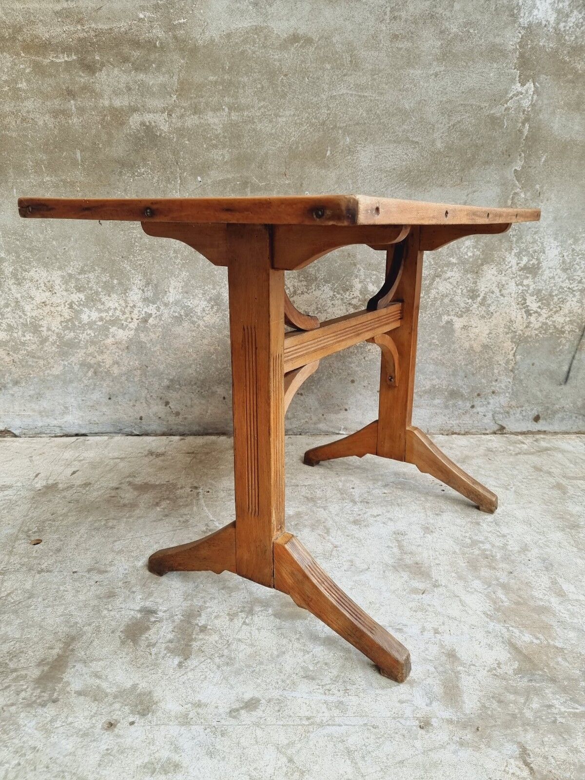 Antique bistro table beech side table or work table