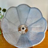 Vintage blue rattan pendant light