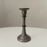 Antique candle holder in pewter and brass