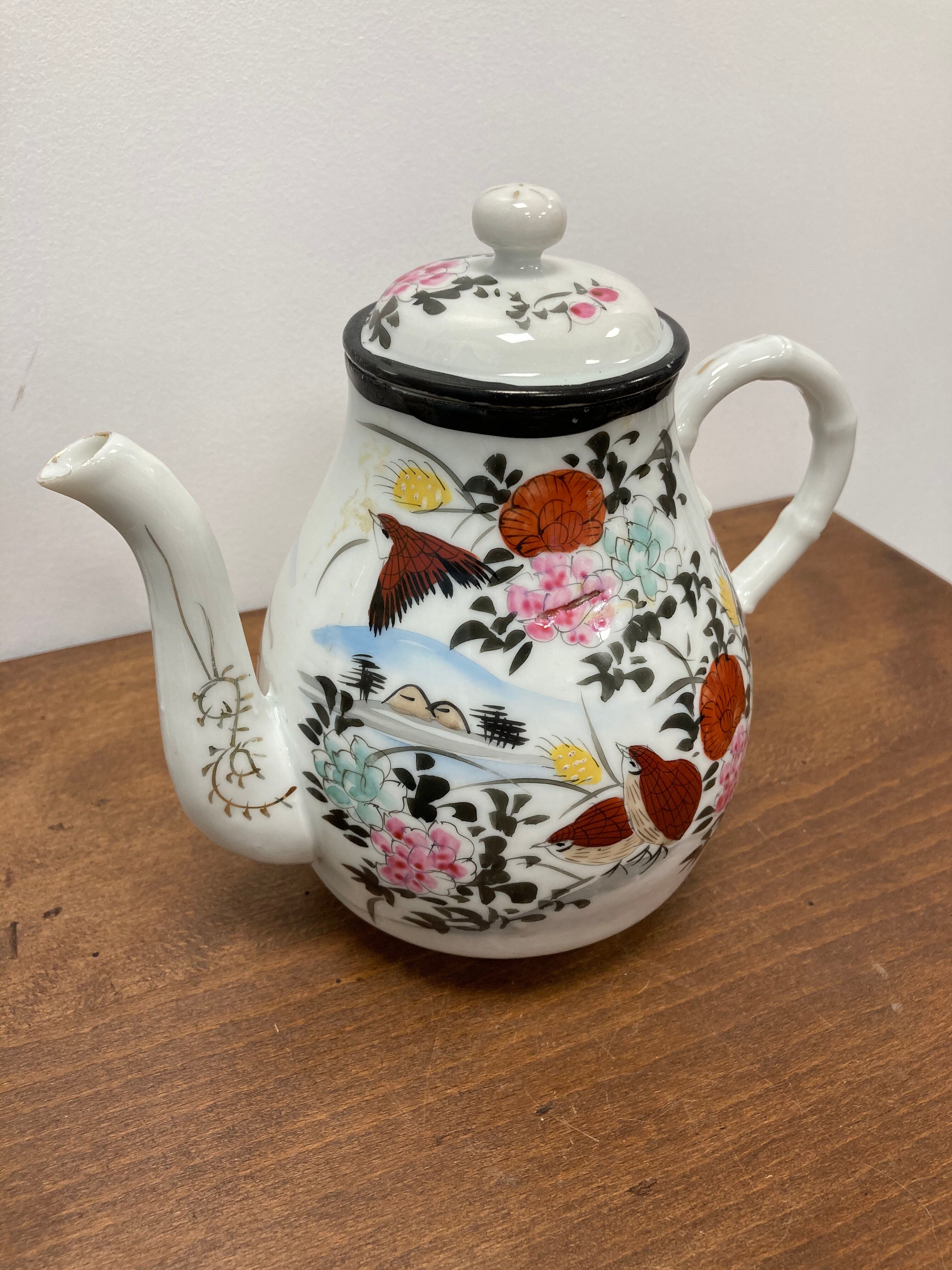 Hand-painted porcelain teapot