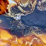 Yellow, orange, white and brown glazed ceramic bowl Vallauris, 70s, France