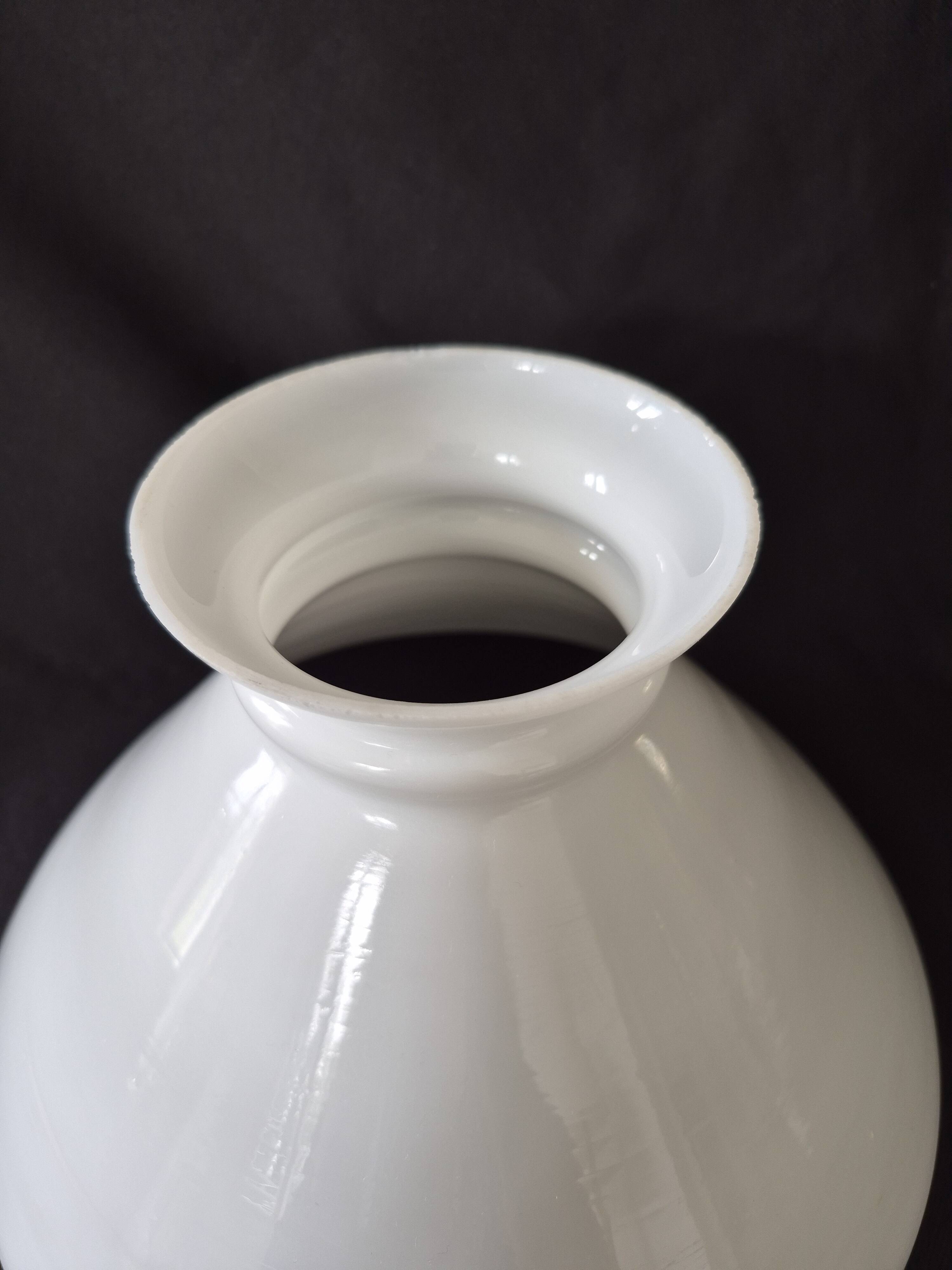 Large vintage white opaline lampshade suspension from the 1940s/50s Ø30cm