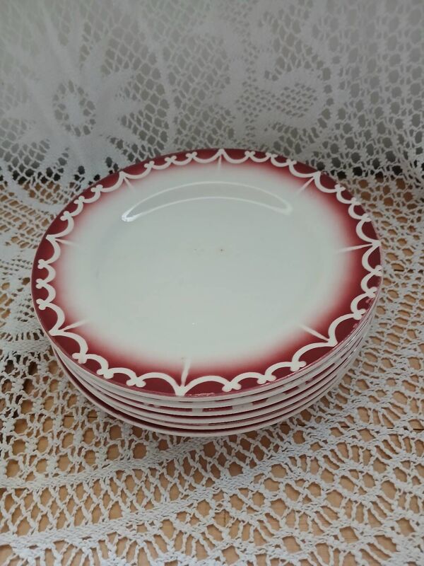 6 assiettes plates anciennes Digoin et Sarreguemines