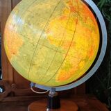 Ancien globe terrestre lumineux mappemonde en verre