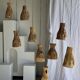 Suspension or lampshade in natural organic teak, tubular, H30 D22.