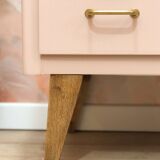 1960s chest of drawers, compass feet, rose liberté