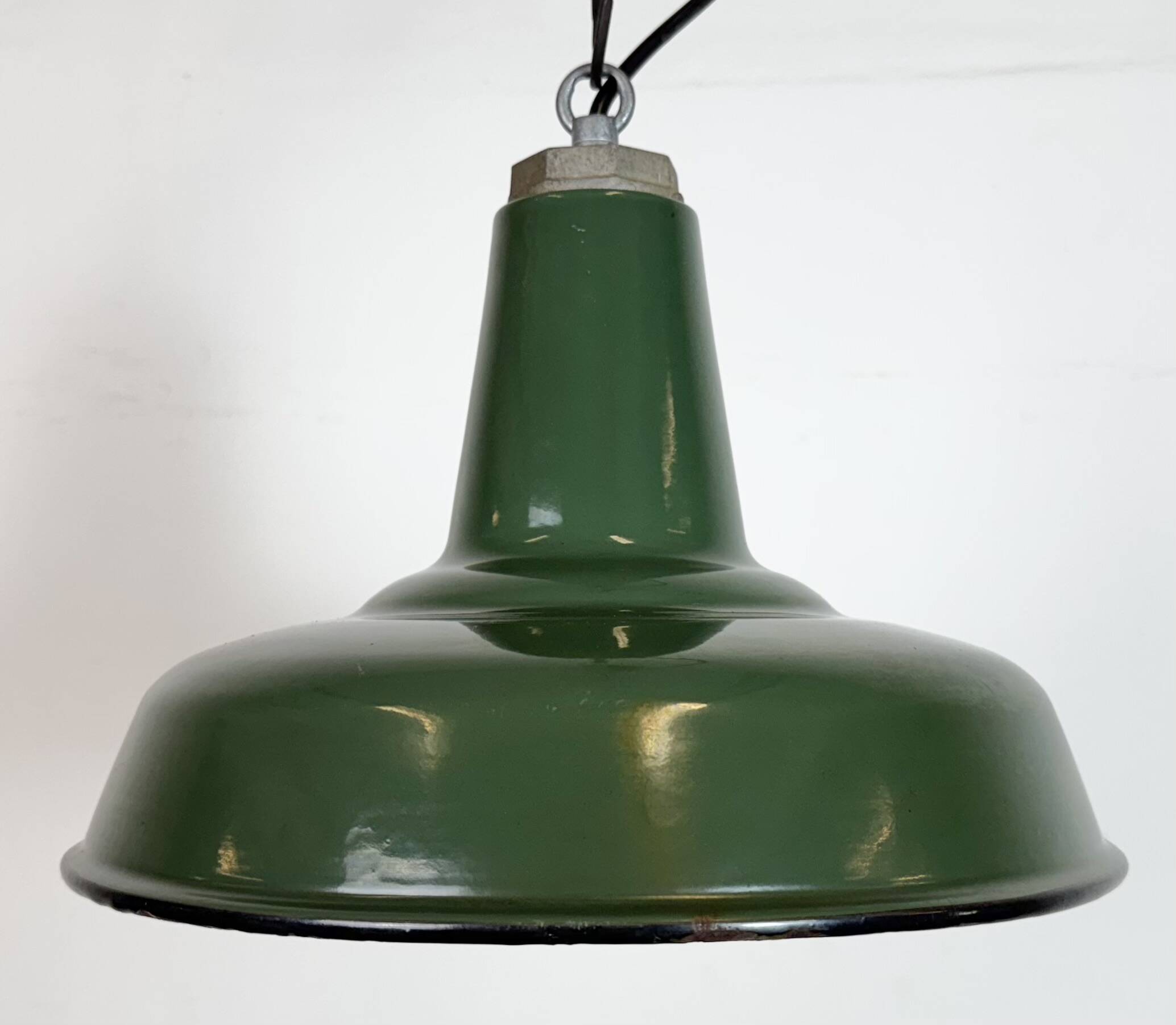 Industrial Green Enamel Factory Pendant Lamp, 1960s