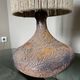 Pair of vintage Vallauris scarified seagrass stoneware lamps and rope lampshade