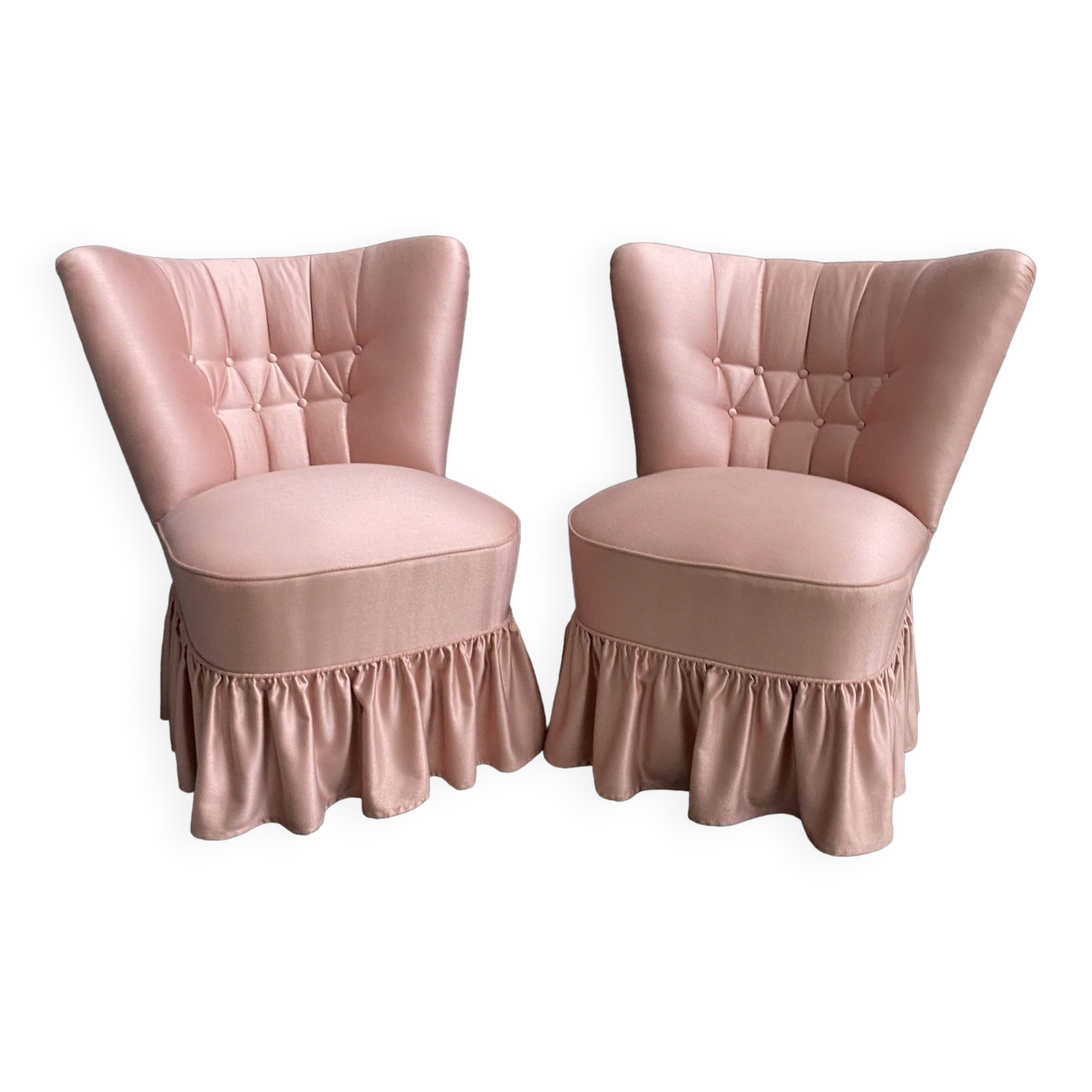 Suite de 2 chaises roses 1960