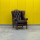 Traditional English Wingback Chesterfield Leather Armchair