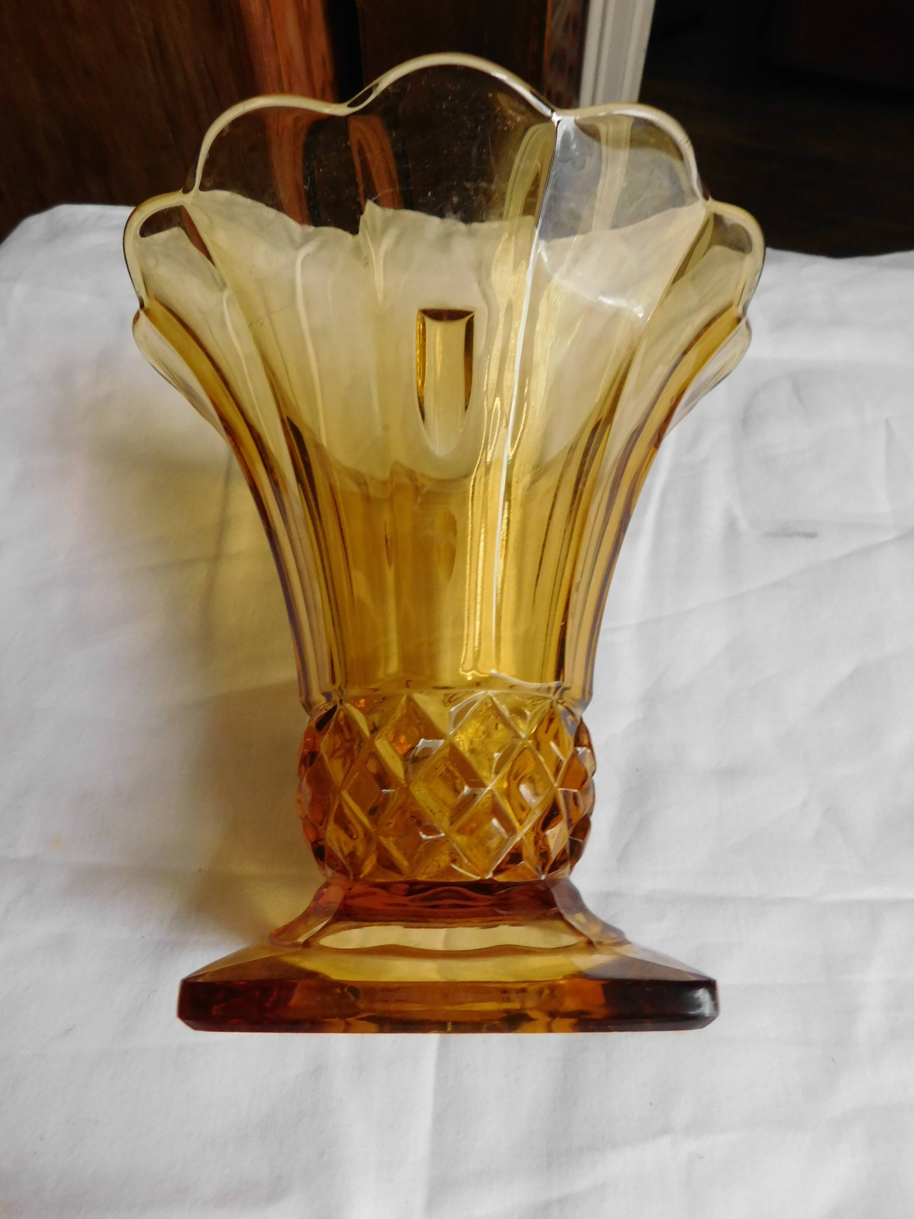 Old 50 years amber tulip vase