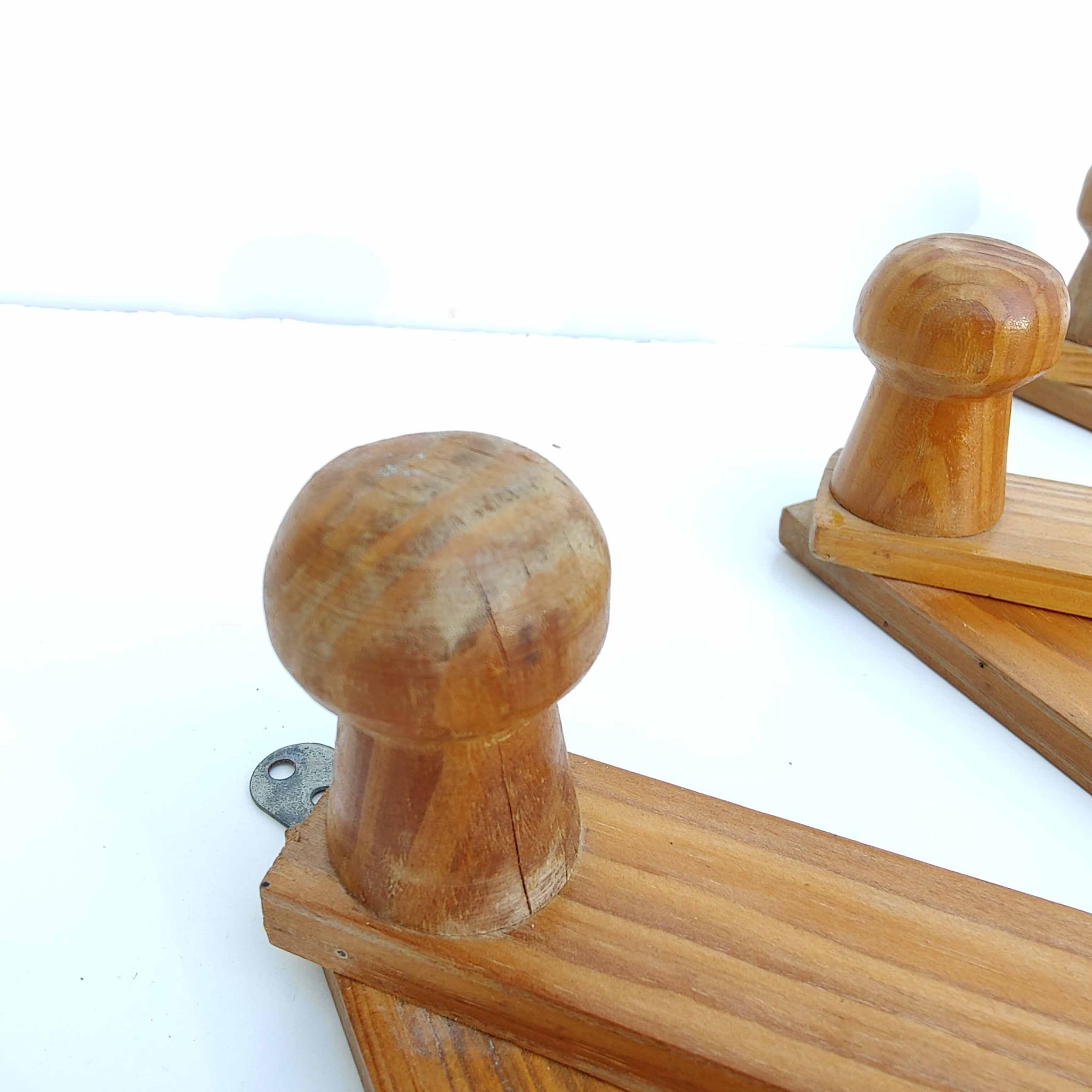 Coat rack accordion vintage light wood 10 hooks