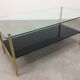 Coffee table 50s black glass and gold metal