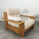 Pair of brutalist armchairs solid pine 60s-70s