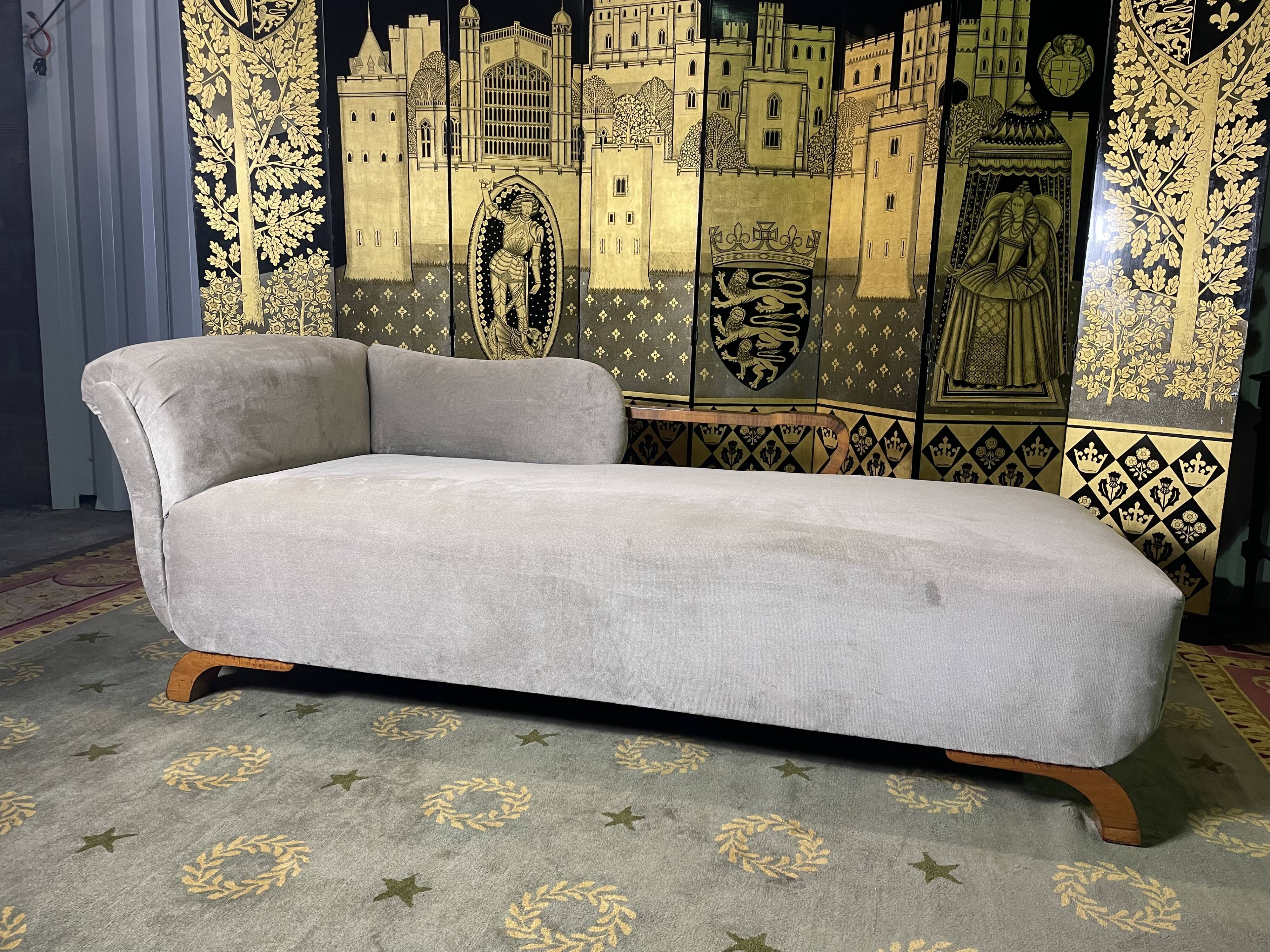 Art Deco era meridian in taupe velvet