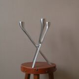 Bougeoir en aluminium tripode chrome vintage années 70 candélabre chandelier design scandinave