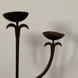 Brutalist Iron Candle Holder Circa 1970 Vintage