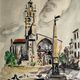 Watercolour by Françoise Grassin – Toulouse, Saint-Etienne Cathedral