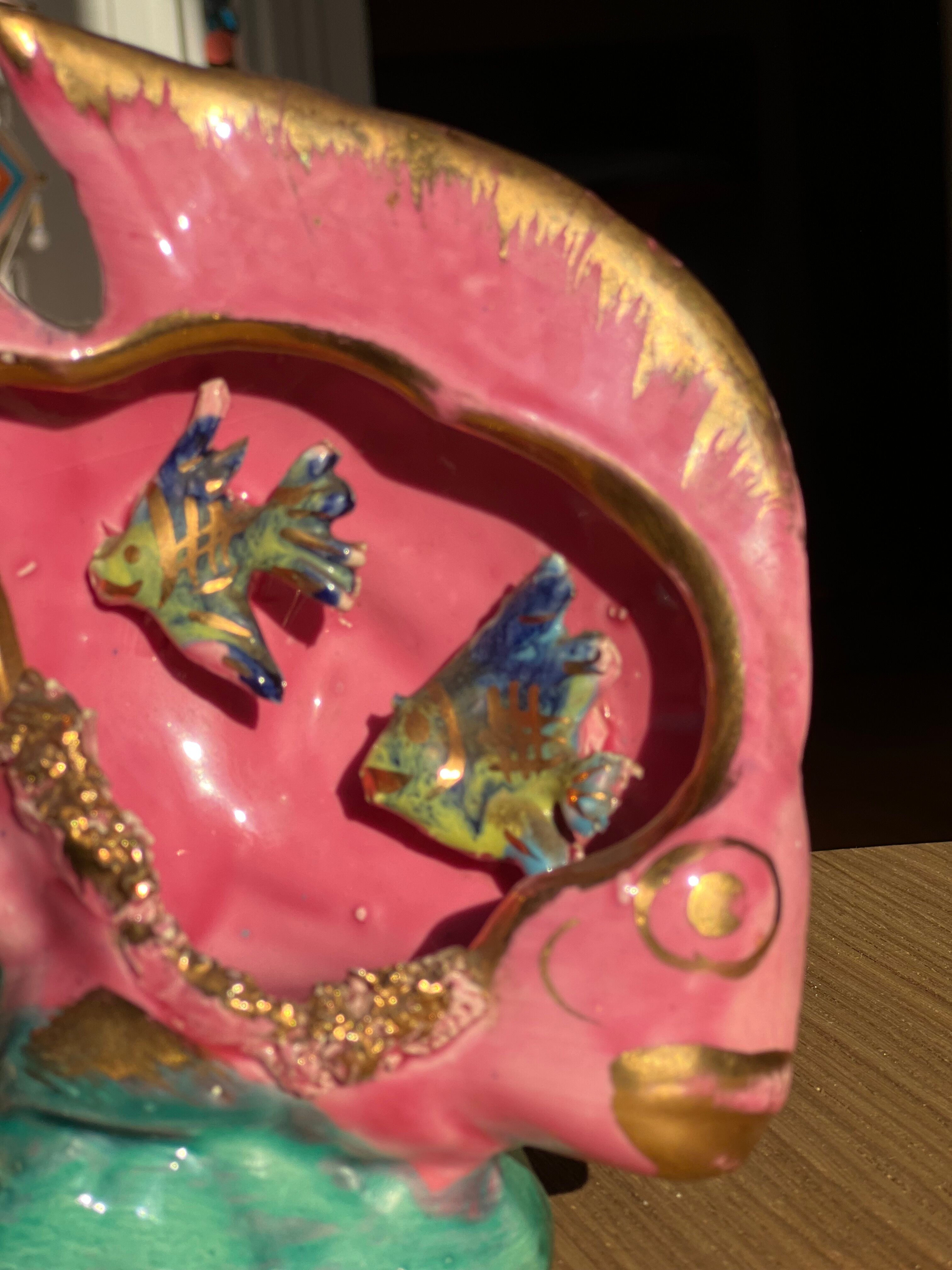 Ceramic fish lamp slip 1950s-60s