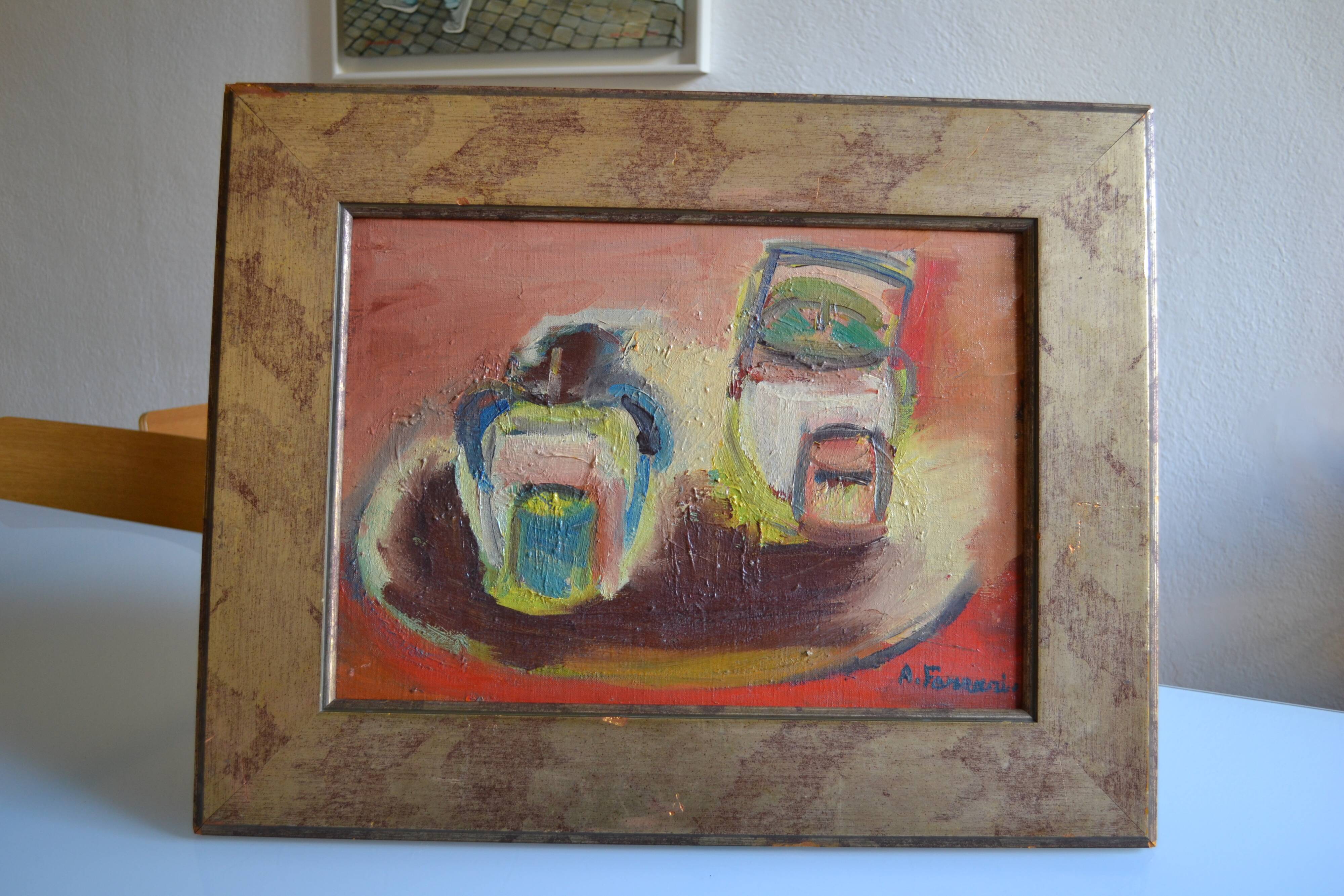 Antoine Ferrari (1910 1995) Still life Oil painting on canvas