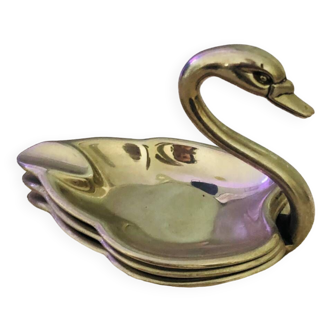 Small swan ashtray with silver metal cups