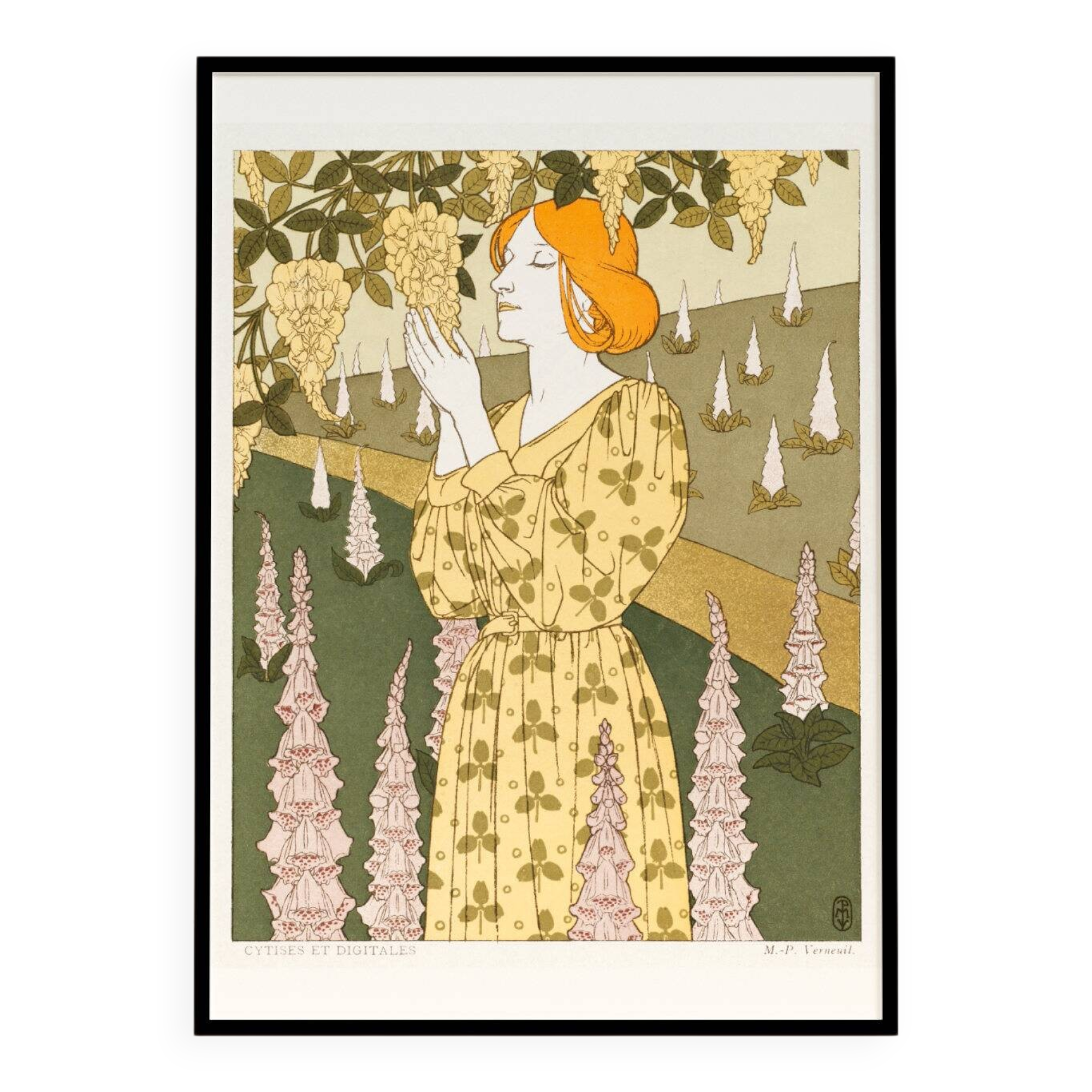 Poster “Blaze and Foxgloves”, after an Art Nouveau lithograph