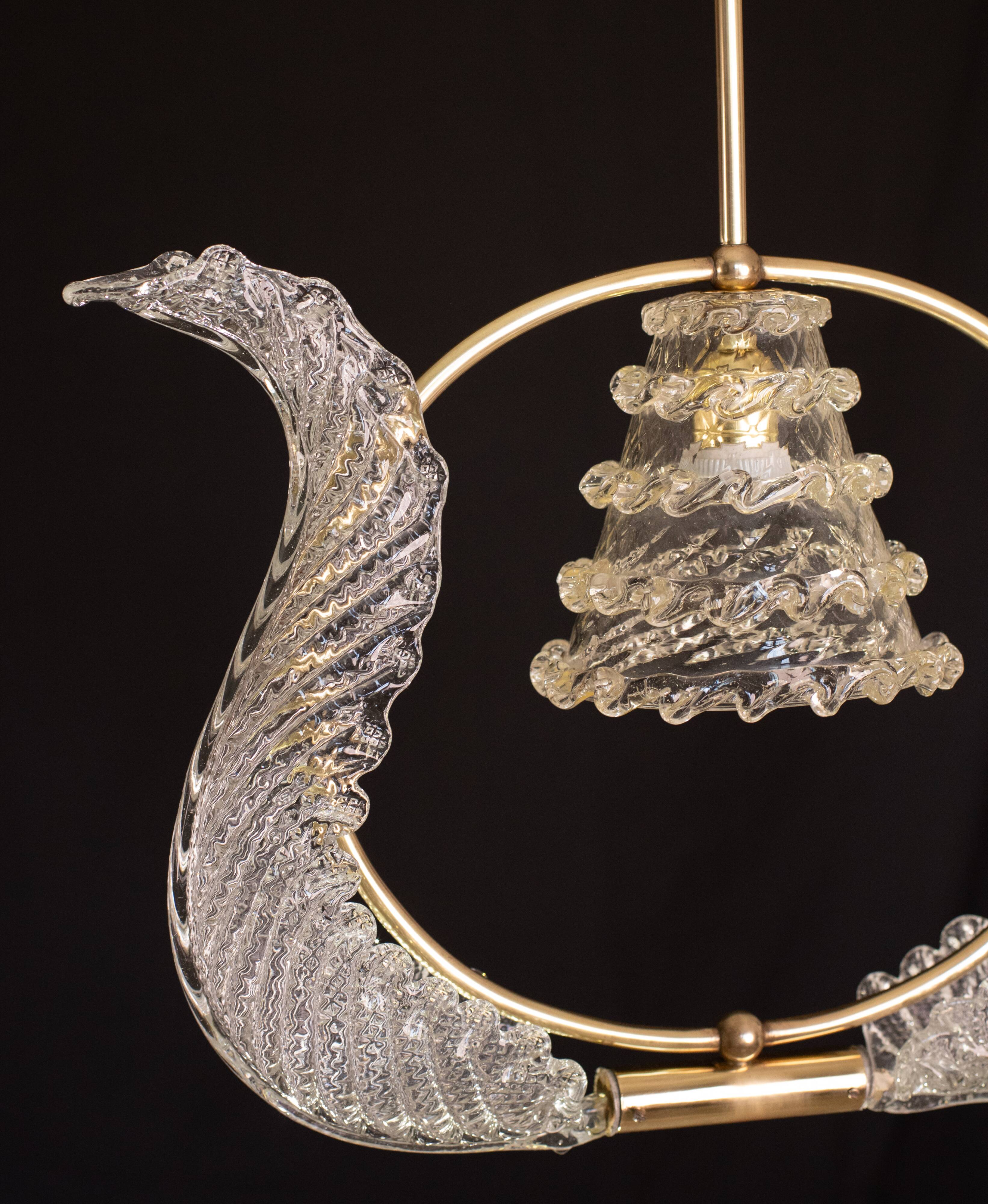 Elegant Art Decò Barovier and Toso Chandelier, 1940s