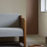 Mid Century Danish Daybed in solid pine, reupholstered in wool, 1980s