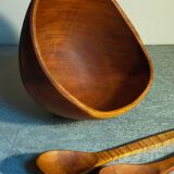 Teak bowl and its matching salad cutlery