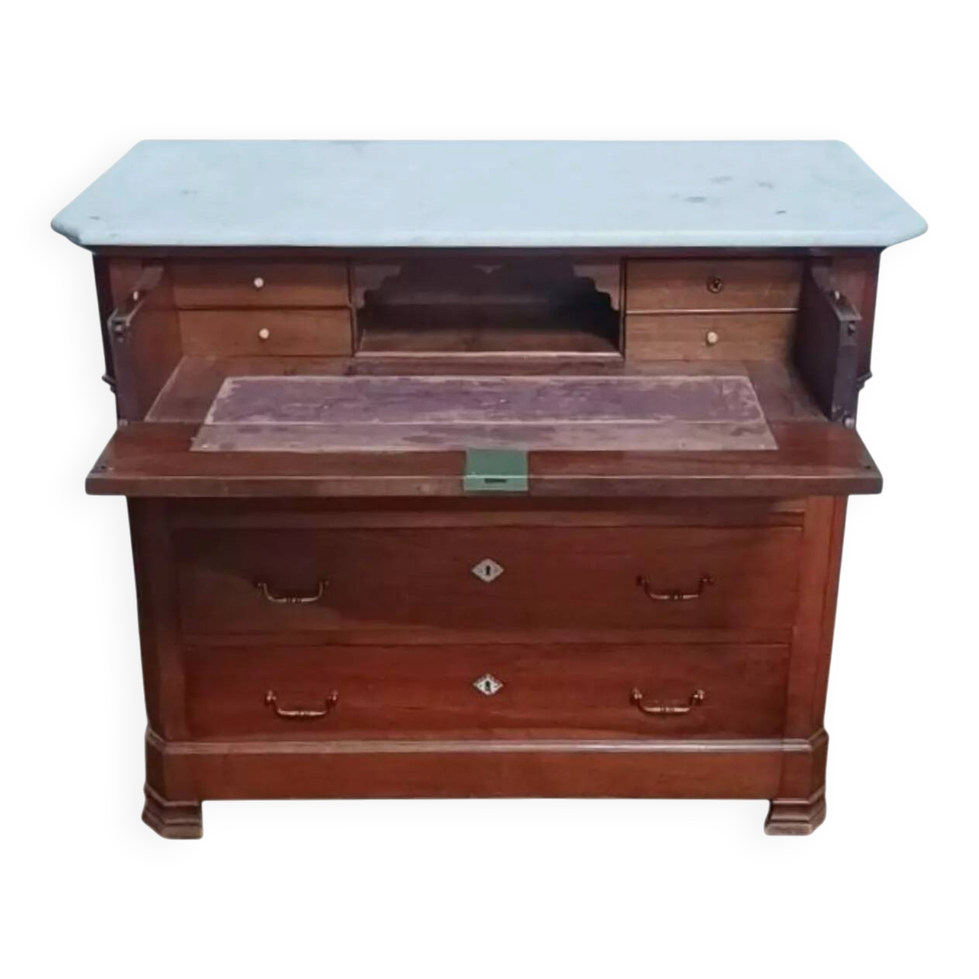 Louis Philippe walnut secretary chest of drawers