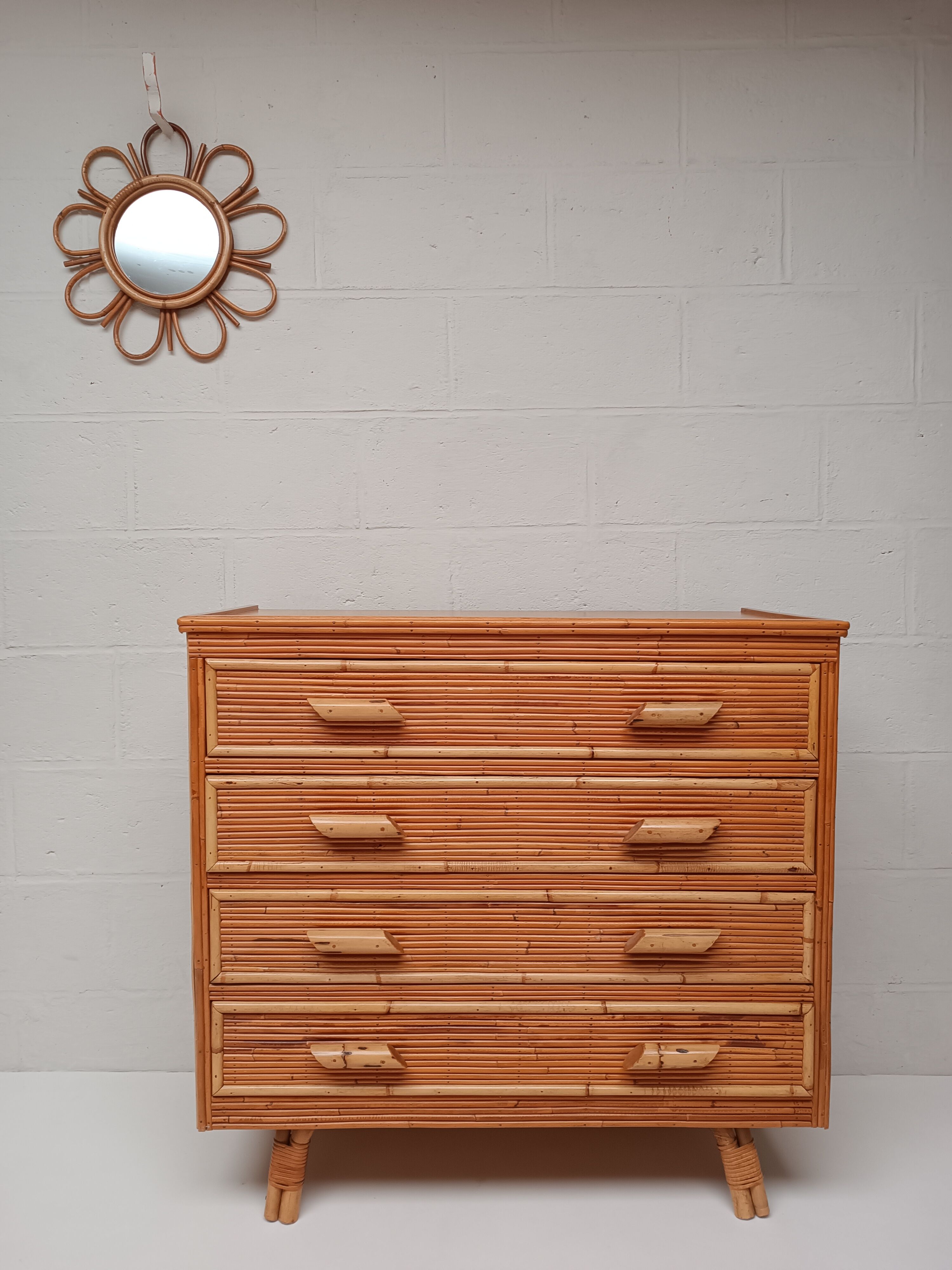Rattan chest of drawers 60s-70s