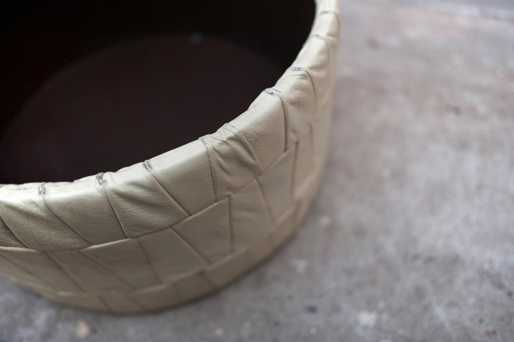 Pouf in leather patchwork 1970 vintage s